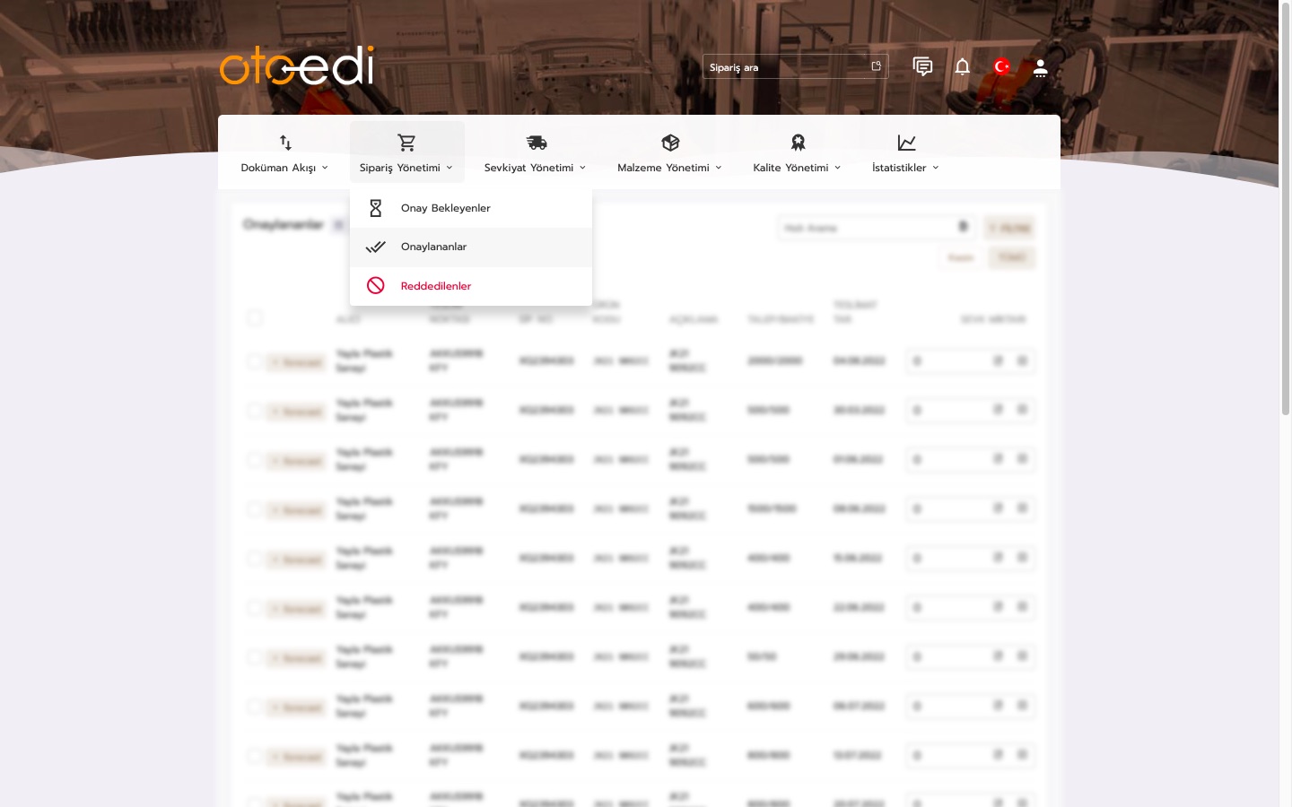 OTOEDI order management menu and approved orders list