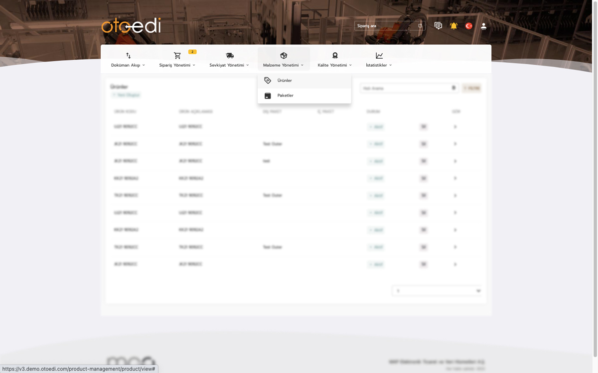 OTOEDI material management product and package list